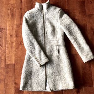 H&M Wool Coat with Stand Up Collar, Grey Melange